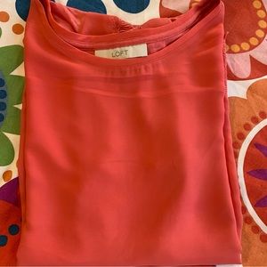 Loft mixed-media coral blouse. Medium